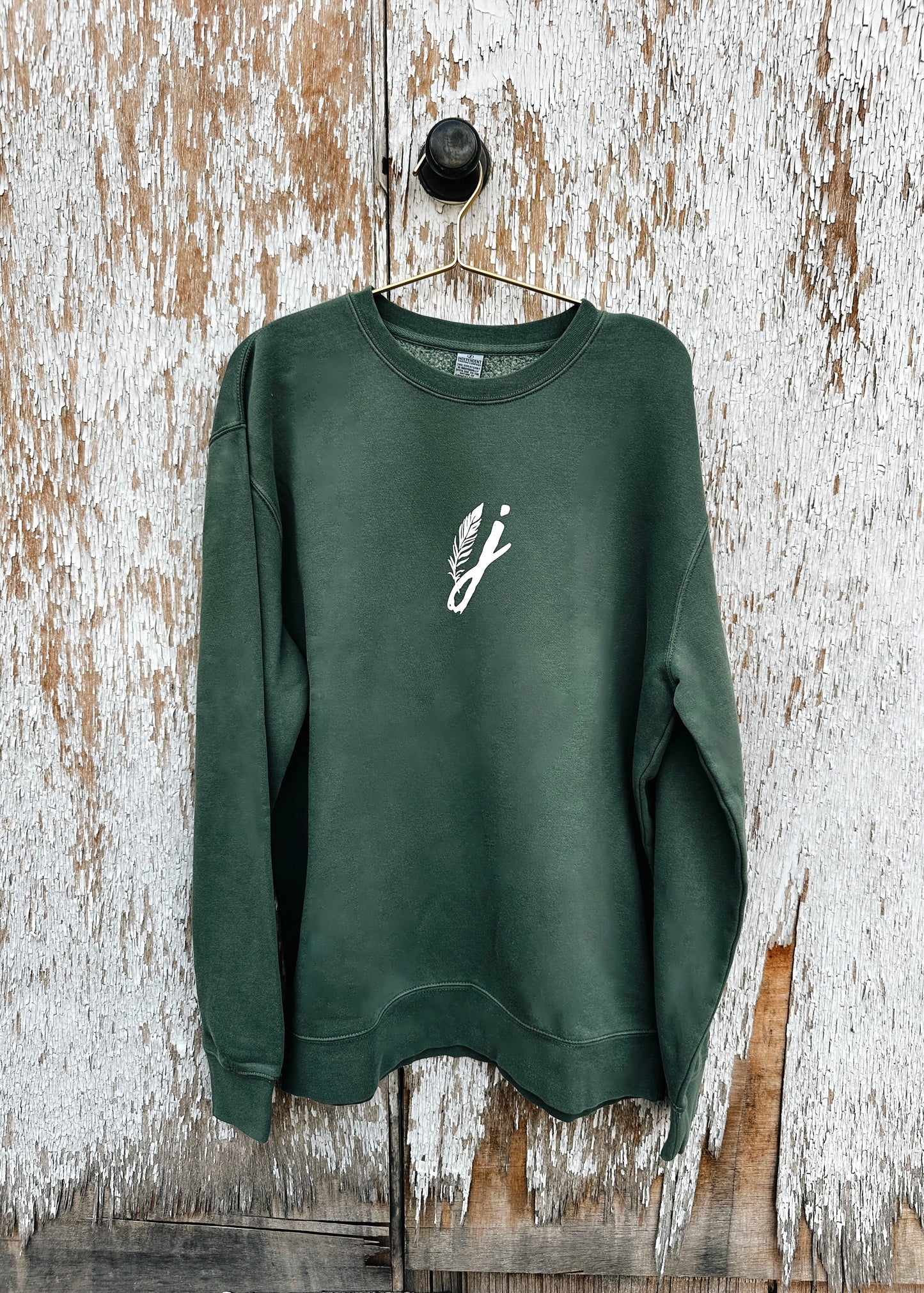 "J" Feather Logo Crew Neck - Evergreen