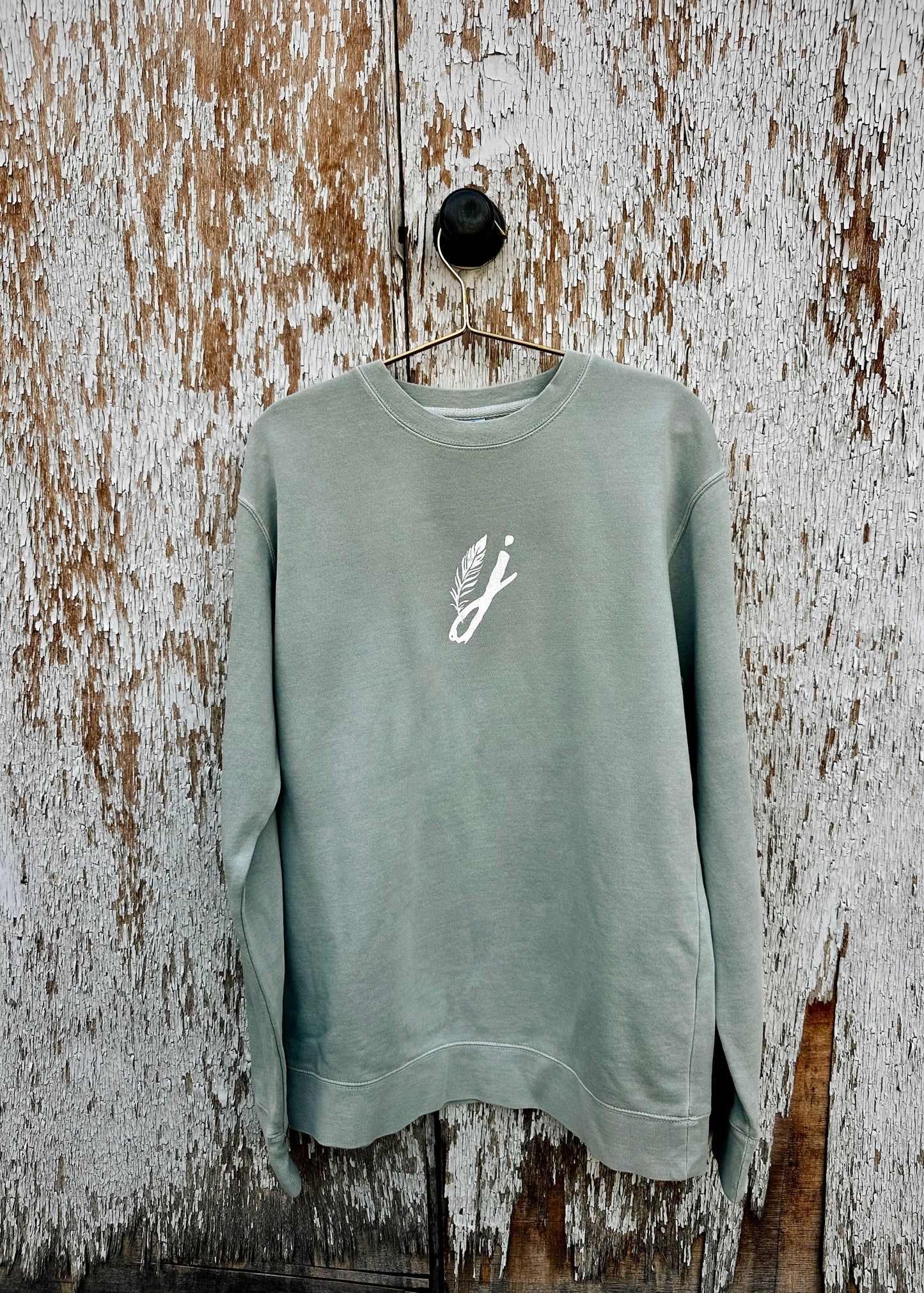 "J" Feather Logo Crew Neck - Sage Green
