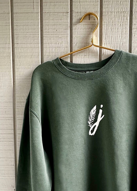 "J" Feather Logo Crew Neck - Evergreen