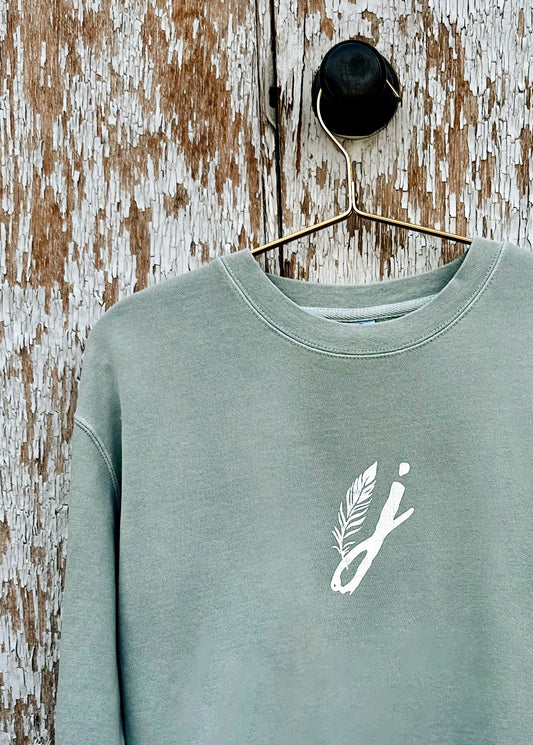 "J" Feather Logo Crew Neck - Sage Green