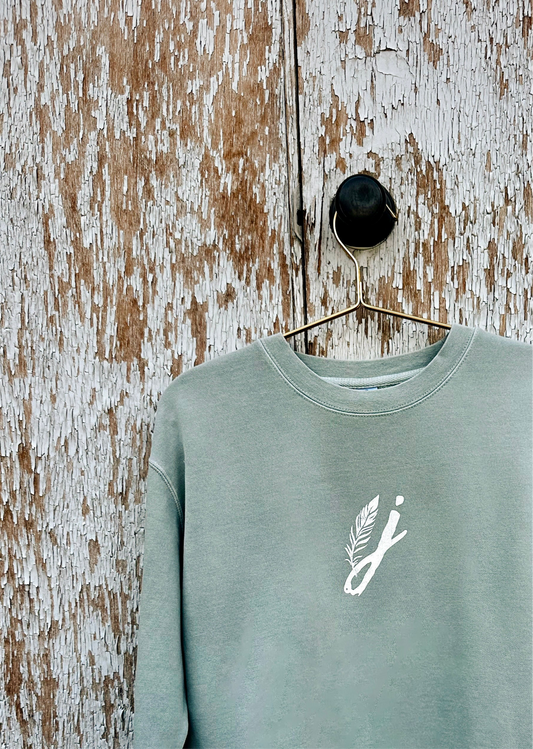 "J" Feather Logo Crew Neck - Sage Green